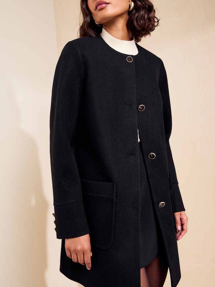 Friends Like These Black Collarless Dolly Coat - Image 2 of 5