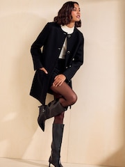 Friends Like These Black Collarless Dolly Coat - Image 3 of 5