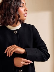 Friends Like These Black Collarless Dolly Coat - Image 4 of 5