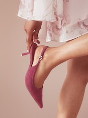 Roze suède - Point Toe Sling Back Heels - Afbeelding 2 van 2
