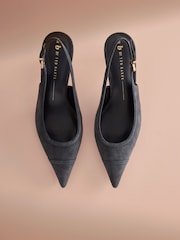 Մուգ կապույտ զամշ - B By Ted Baker Point Toe Sling Back Heels - Պատկեր 3 8-ից