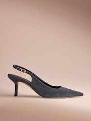 Մուգ կապույտ զամշ - B By Ted Baker Point Toe Sling Back Heels - Պատկեր 4 8-ից