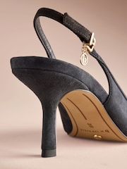 Մուգ կապույտ զամշ - B By Ted Baker Point Toe Sling Back Heels - Պատկեր 5 8-ից