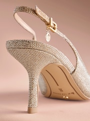 Ոսկեգույն փայլ - B By Ted Baker Point Toe Sling Back Heels - Պատկեր 5 8-ից