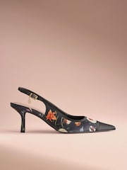 Սև տպագիր - B By Ted Baker Point Toe Sling Back Heels - Պատկեր 4 8-ից