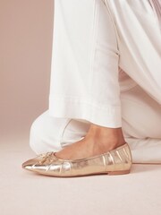 B by Ted Baker Leather Round Toe Charm Detail Ballet Flats - Image 1 of 2