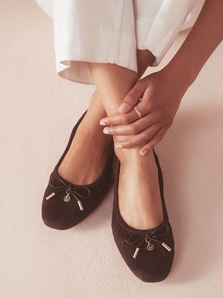 B by Ted Baker Leather Round Toe Charm Detail Ballet Flats - Image 2 of 2 B by Ted Baker Leather Round Toe Charm Detail Ballet Flats - Image 2 of 2