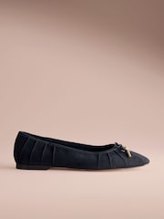 B by Ted Baker Leather Round Toe Charm Detail Ballet Flats - Image 4 of 8