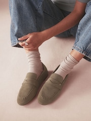 B by Ted Baker Leather Round Toe Whipstitch Detail Soft Back Loafers - Image 2 of 2