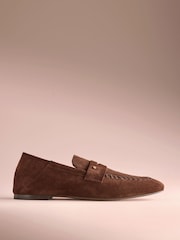 B by Ted Baker Leather Round Toe Whipstitch Detail Soft Back Loafers - Image 4 of 8