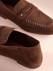 B by Ted Baker Leather Round Toe Whipstitch Detail Soft Back Loafers - Image 8 of 8