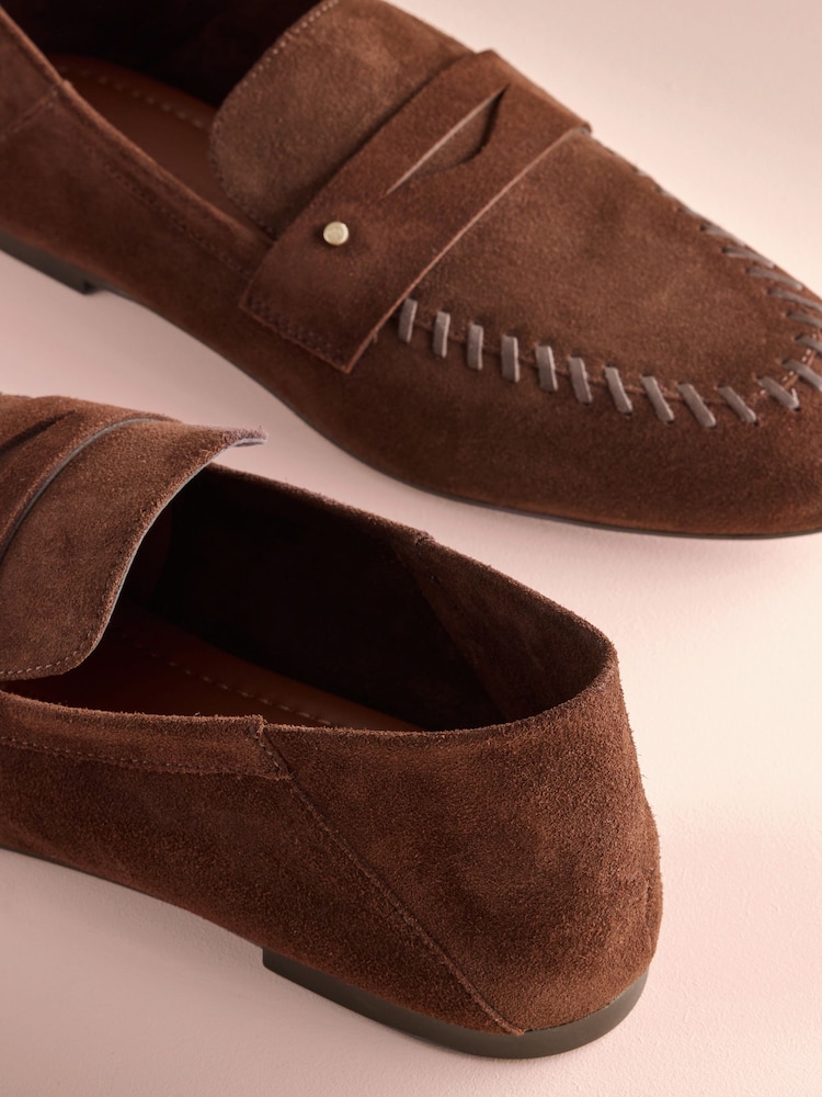 B by Ted Baker Leather Round Toe Whipstitch Detail Soft Back Loafers - Image 8 of 8 B by Ted Baker Leather Round Toe Whipstitch Detail Soft Back Loafers - Image 8 of 8
