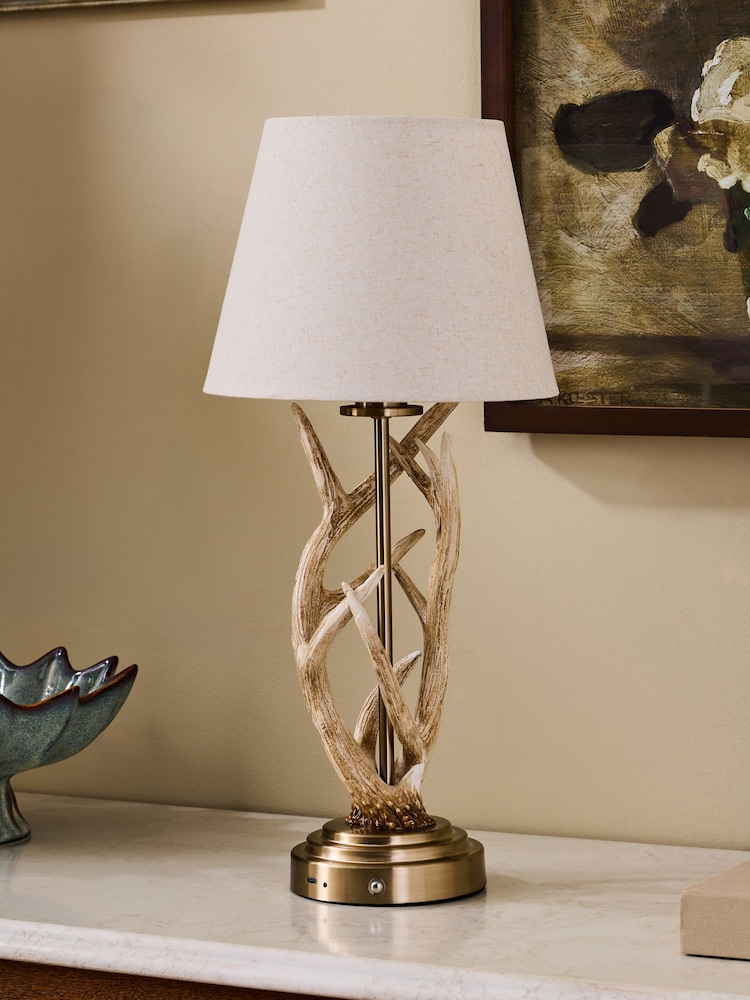 Brass Antler Rechargeable Wireless Table Lamp - Image 2 of 7 Brass Antler Rechargeable Wireless Table Lamp - Image 2 of 7