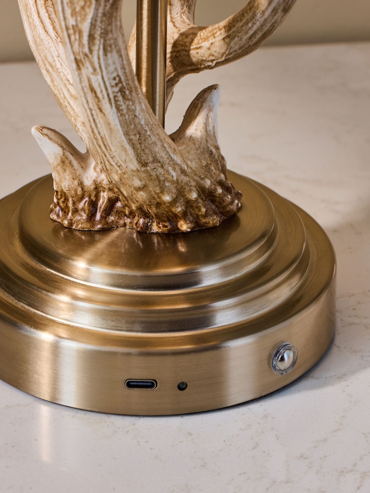 Brass Antler Rechargeable Wireless Table Lamp - Image 7 of 7 Brass Antler Rechargeable Wireless Table Lamp - Image 7 of 7