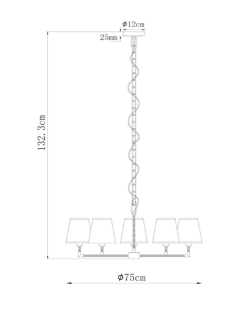 White Bentham 5 Light Chandelier Ceiling Light - Image 5 of 5