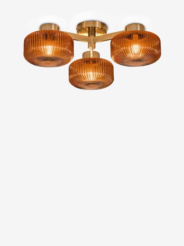 Amber Orange Lexington 3 Light Flush Fitting Ceiling Light - Image 1 of 5