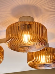 Amber Orange Lexington 3 Light Flush Fitting Ceiling Light - Image 3 of 5
