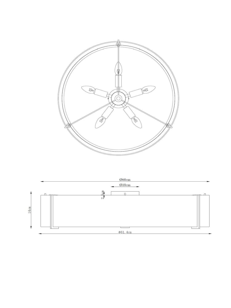 Amber Orange Lexington 3 Light Flush Fitting Ceiling Light - Image 5 of 5