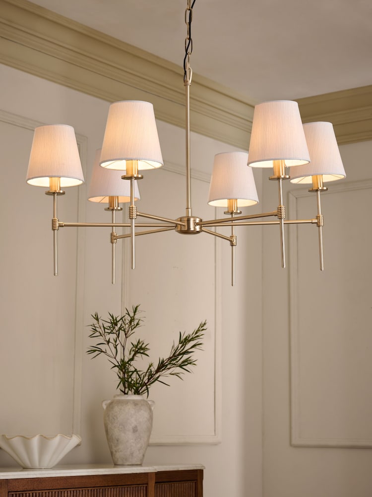 Brass Carolina Chandelier 6 Light Ceiling Light Fitting - Image 1 of 4 Brass Carolina Chandelier 6 Light Ceiling Light Fitting - Image 1 of 4