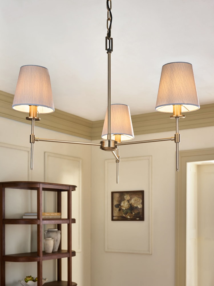 Brass Carolina Chandelier 3 Light Ceiling Light Fitting - Image 1 of 5