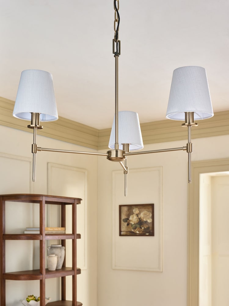 Brass Carolina Chandelier 3 Light Ceiling Light Fitting - Image 2 of 5