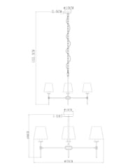 Brass Carolina Chandelier 3 Light Ceiling Light Fitting - Image 3 of 5