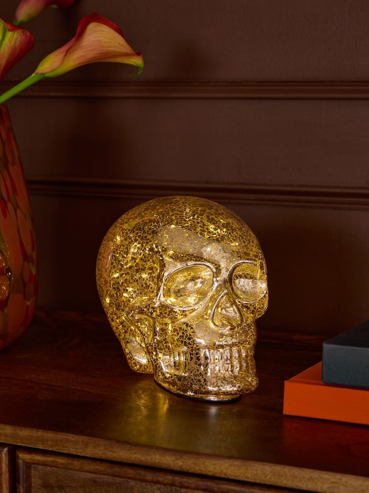 Silver Skull Battery Operated Feature Light - Image 1 of 4 Silver Skull Battery Operated Feature Light - Image 1 of 4