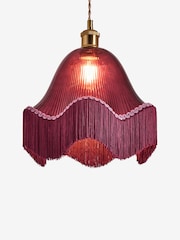Berry Red Wroxton Fringed Easy Fit Ceiling Light Shade - Image 1 of 2