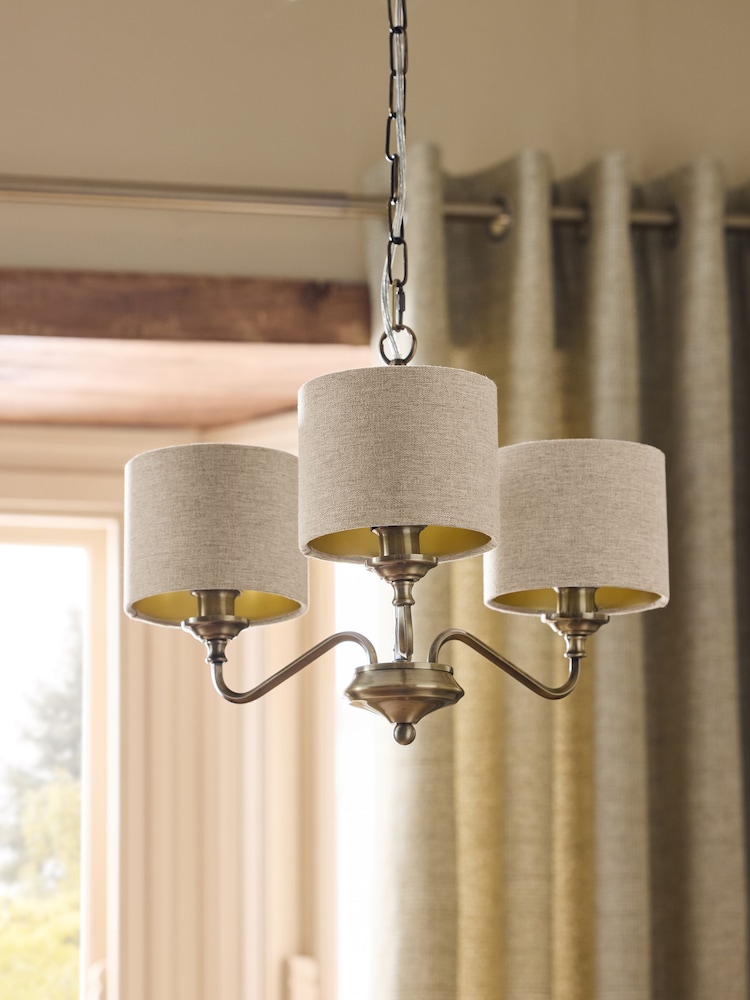 Brass Burford Chandelier 3 Light Ceiling Light - Image 2 of 5 Brass Burford Chandelier 3 Light Ceiling Light - Image 2 of 5