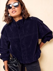 Friends Like These Funnel Neck Faux Suede Oversized Bomber Jacket - Bild 2 av 6