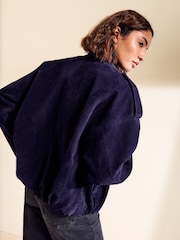 Friends Like These Funnel Neck Faux Suede Oversized Bomber Jacket - Bild 6 av 6