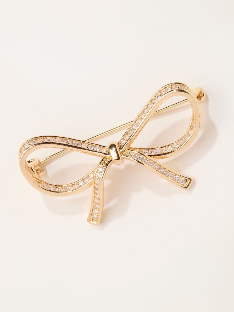 FatFace Brooches Gold Tone Bow Brooch - Image 1 of 2