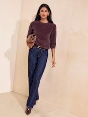 Friends Like These Berry Pink Eyelash Knit T-Shirt - Image 3 of 5