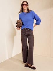 Friends Like These Cobalt Blue Seam Detail Knitted T-Shirt - Image 3 of 5