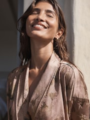 Floral rosa claro - Satin Jacquard Dressing Gown - Imagen 6 de 10
