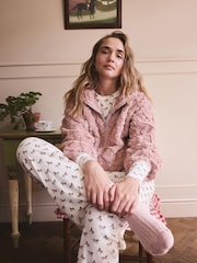 Pink Borg Half Zip Chunky Cable Fleece - Image 1 of 8