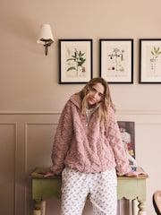 Pink Borg Half Zip Chunky Cable Fleece - Image 5 of 8