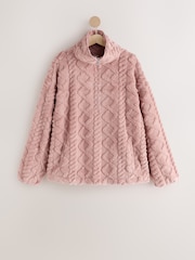 Pink Borg Half Zip Chunky Cable Fleece - Image 6 of 8