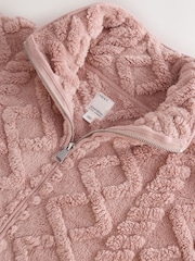 Pink Borg Half Zip Chunky Cable Fleece - Image 7 of 8