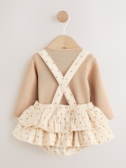 Ecru/Brown Spot Baby Long Sleeve Bodysuit, Bubble Skirt And Tights 3 Piece Set (0mths-2yrs) - Image 3 of 7