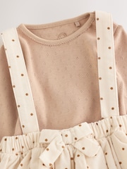 Ecru/Brown Spot Baby Long Sleeve Bodysuit, Bubble Skirt And Tights 3 Piece Set (0mths-2yrs) - Image 5 of 7