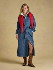 Joules Denim Blue Tie Waist Shirt Dress - Image 6 of 8