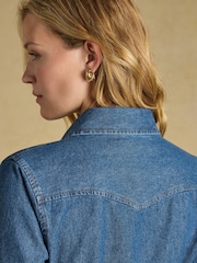 Joules Denim Blue Tie Waist Shirt Dress - Image 7 of 8