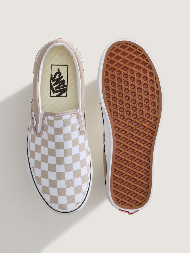 Vans Red/White Classic Slip On Colour Theory Checkerboard Trainers - Image 5 of 5