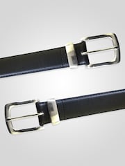 D555 Black JOESEPH Metal Tip End Faux 3.5cm Width Leather Belt - Image 4 of 7