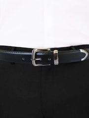 D555 Black JOESEPH Metal Tip End Faux 3.5cm Width Leather Belt - Image 6 of 7