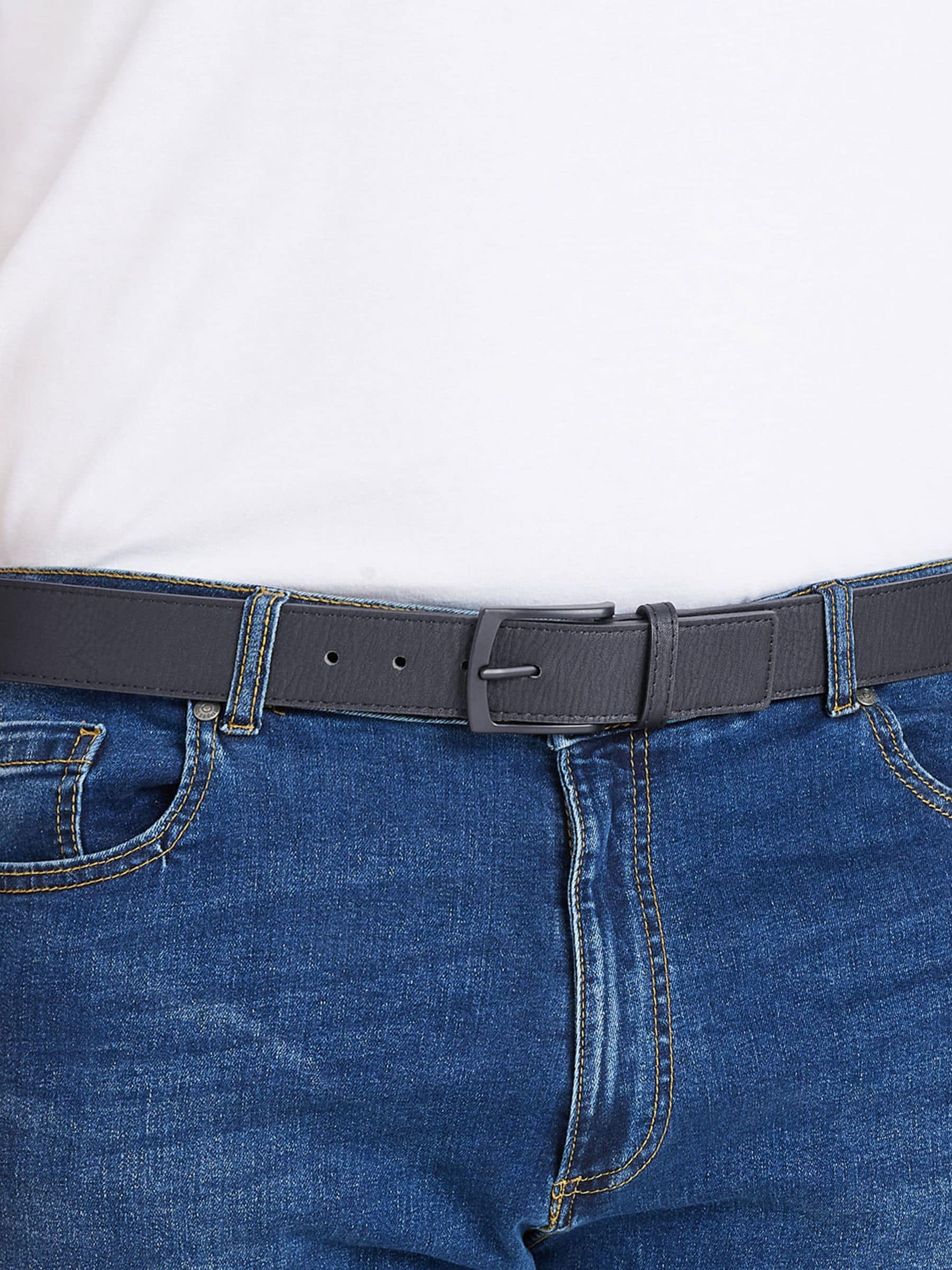 Buy D555 Black OZZY Matt Buckled 3.8cm Width Leather Belt from