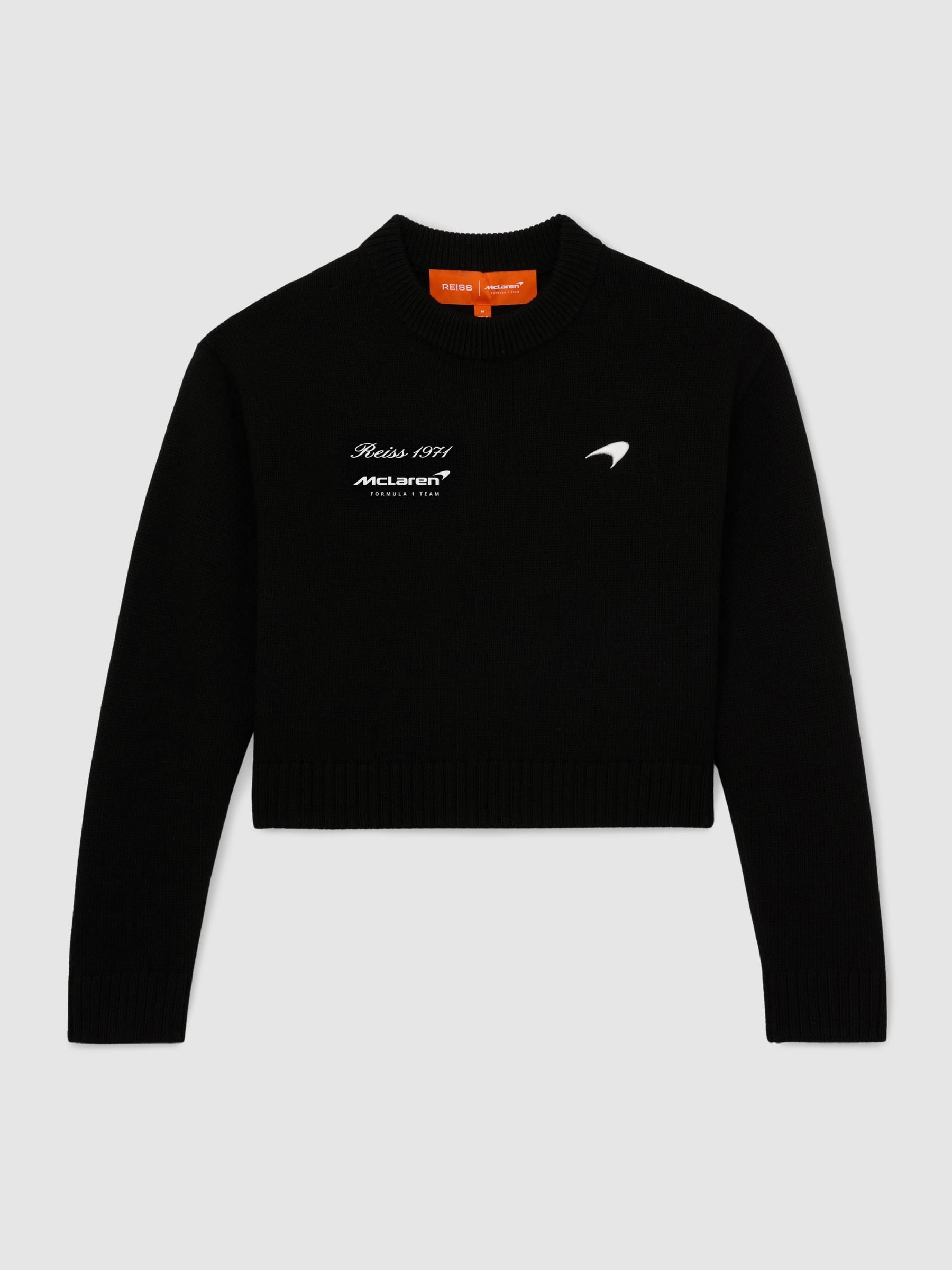 Buy Reiss Black Nicole McLaren Racing Wool Cropped Jumper from