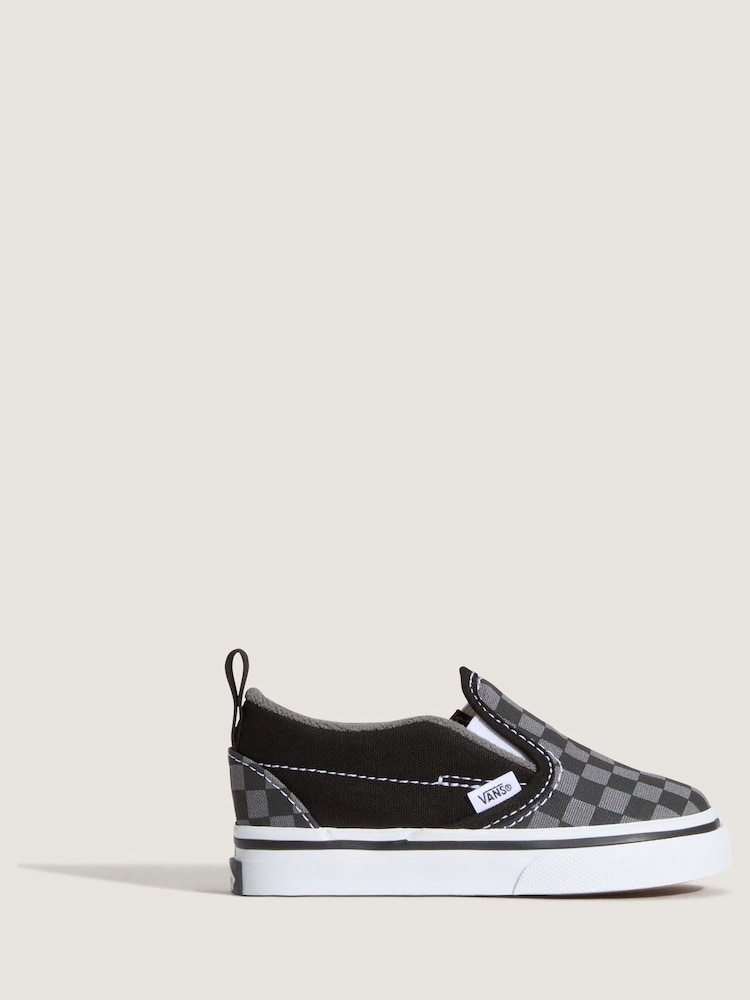 Vans Black/Grey Slip On V Checkerboard Trainers - Image 1 of 4