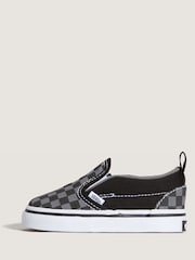 Vans Black/Grey Slip On V Checkerboard Trainers - Image 2 of 4
